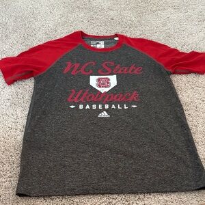 Adidas NC State Wolfpack Baseball Shirt - Red and Gray